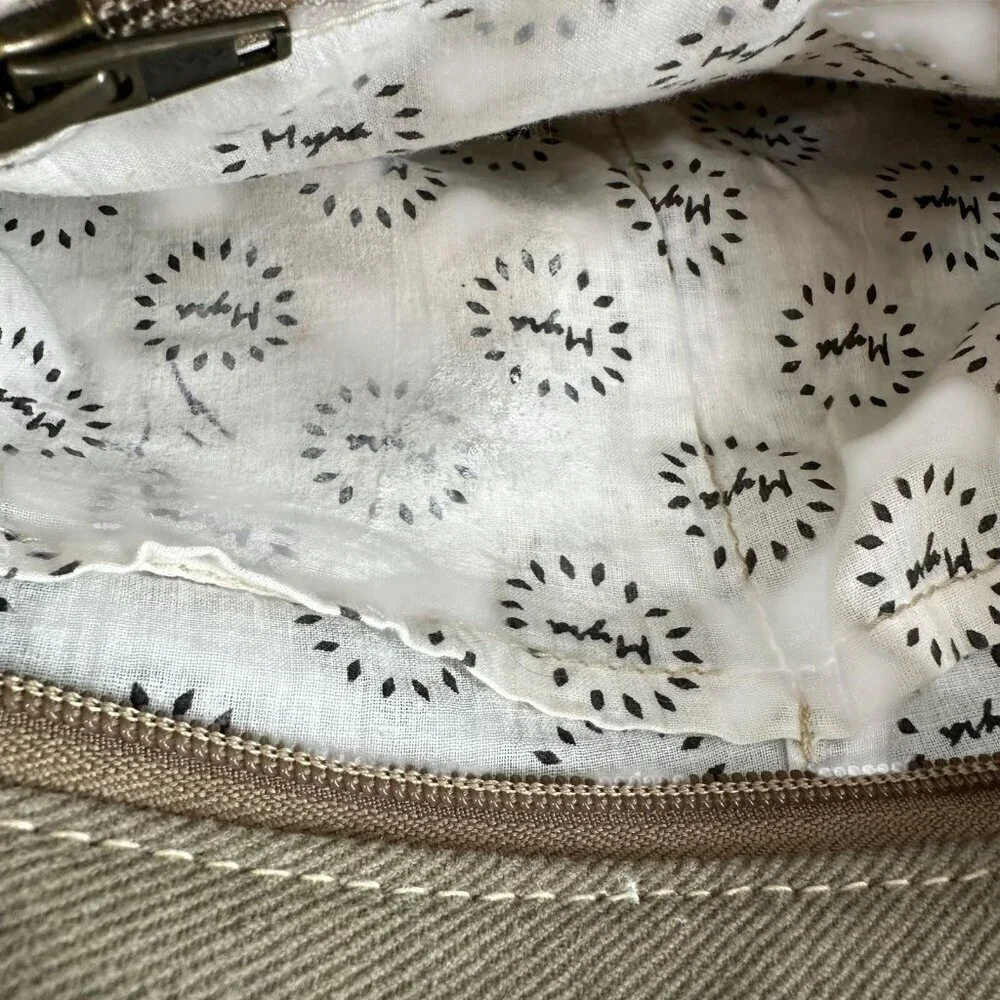 Myra Bag Sage Green Canvas and Brown Leather Messenger Tote Crossbody Bag - Picture 9 of 9